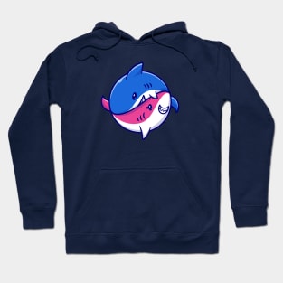 Cute Couple Shark Cartoon Vector Icon Illustration Hoodie